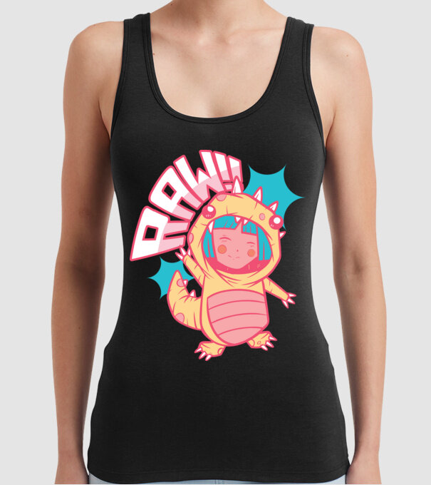 Anime dinozaur model negru pe tricou