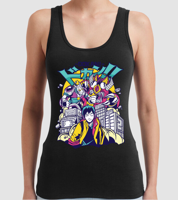 Anime Godzilla model negru pe tricou