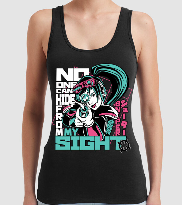 Anime Fată Lunetistă model negru pe tricou