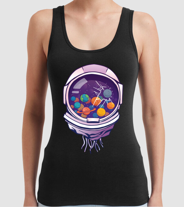 Cască de astronaut model negru pe tricou
