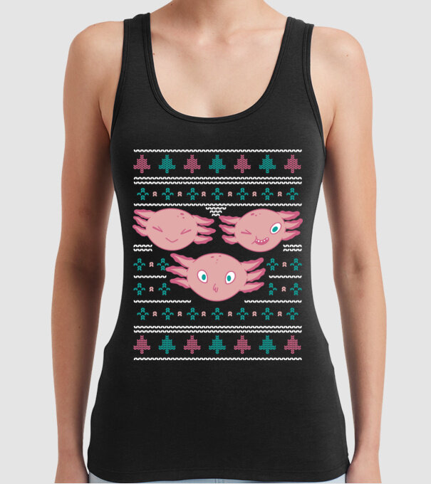 Pulover urât Axolotl model negru pe tricou