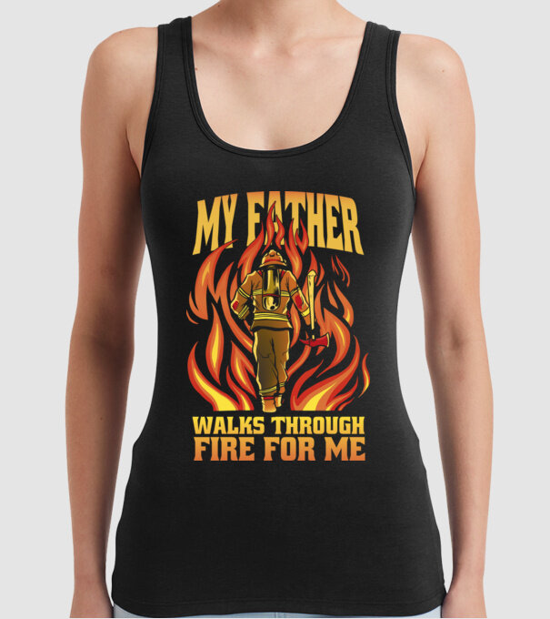 Tatăl meu trece prin foc pentru mine model negru pe tricou