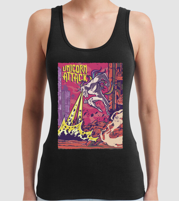 Atacul Unicornului model negru pe tricou