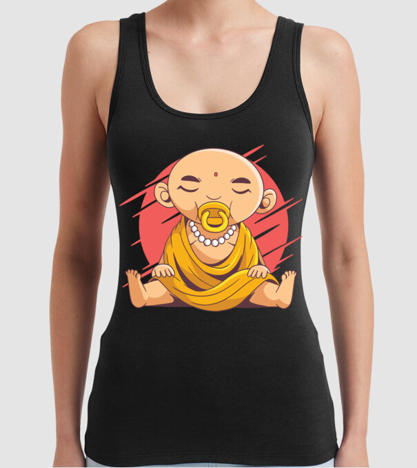 Baby Buddha cu suzetă tricou amuzant model negru pe tricou