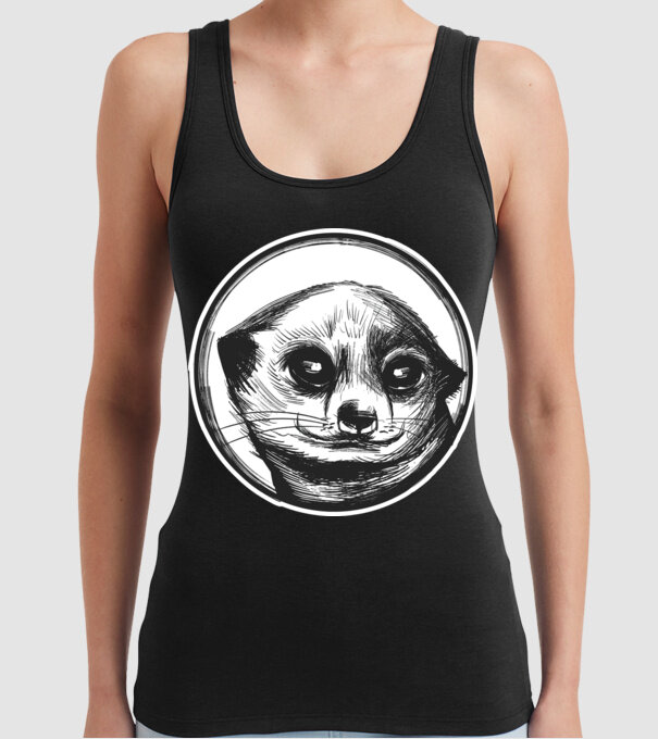 Pui de suricata model negru pe tricou