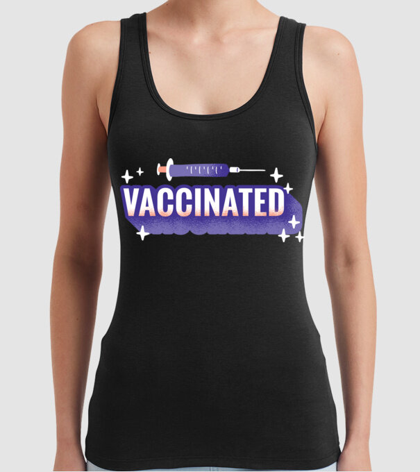 Vaccinat model negru pe tricou