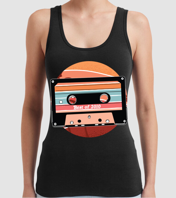 Best of 2010 retro Tape Birthday model negru pe tricou