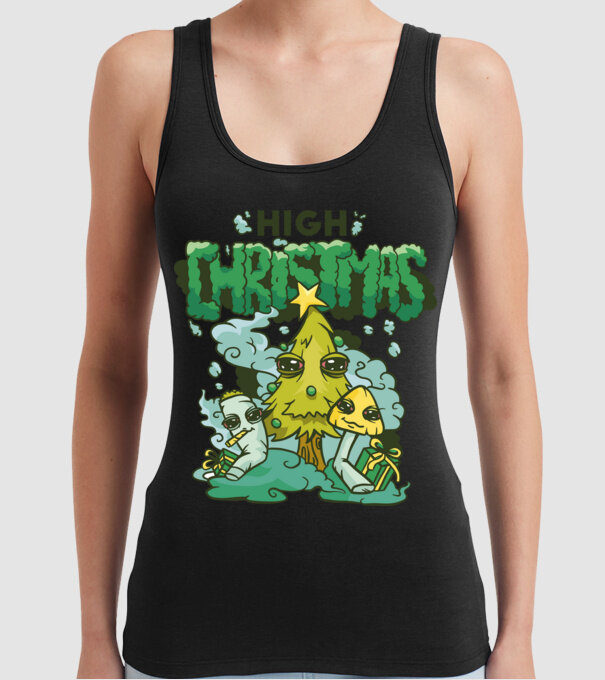 Crăciun drogat model negru pe tricou