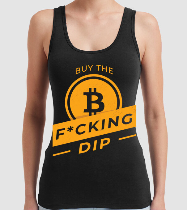 Bitcoin - Buy the fucking dip model negru pe tricou