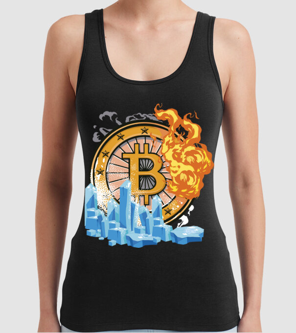 Logo Bitcoin model negru pe tricou