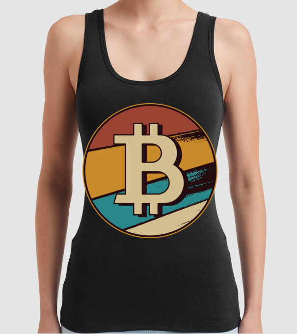 Bitcoin retro model negru pe tricou