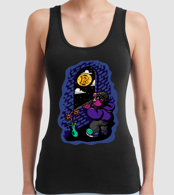 Bitcoin to the moon model negru pe tricou