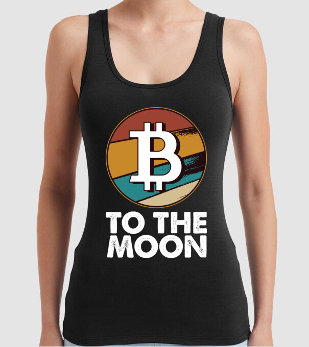 Bitcoin to the moon model negru pe tricou