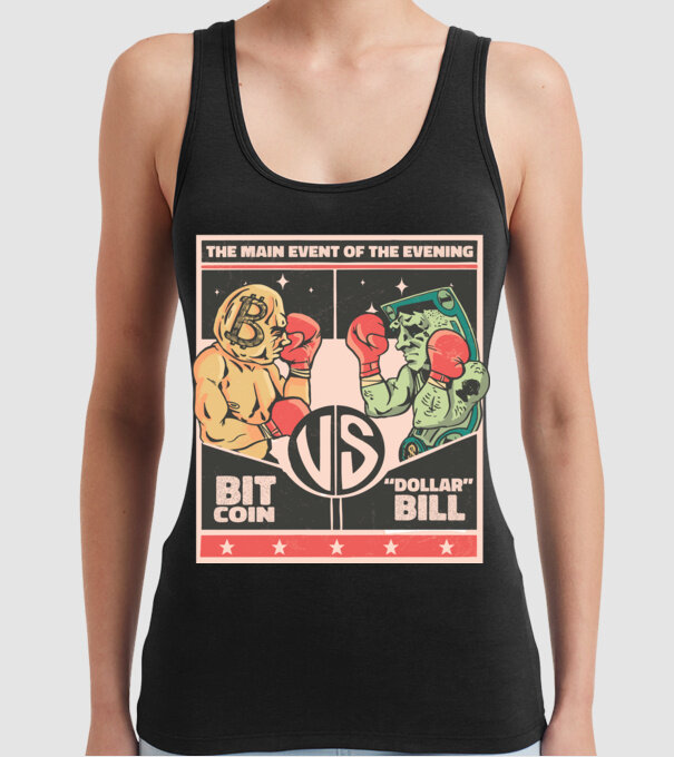 Bitcoin Vs Dolarul SUA model negru pe tricou
