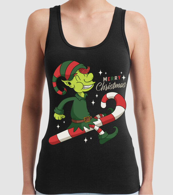 Crăciun Fericit Elf model negru pe tricou