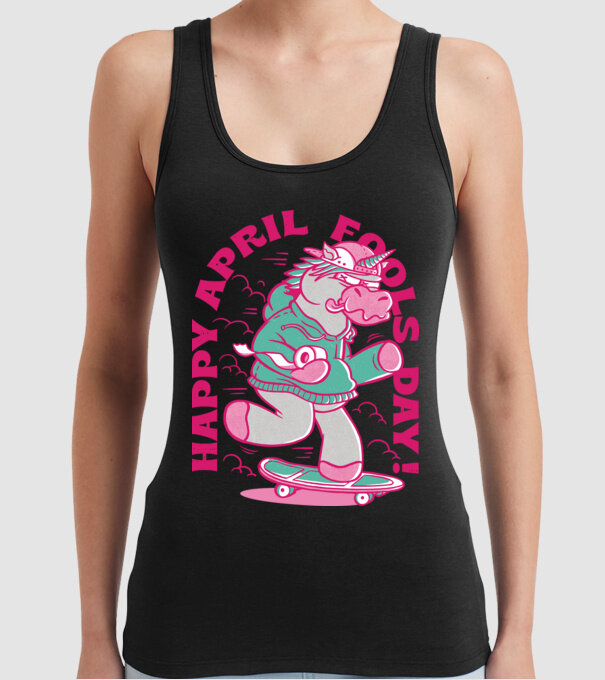 Ziua proștilor Unicorn model negru pe tricou