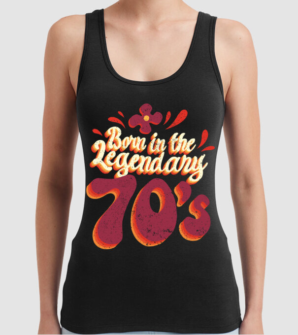 'Born in the Legendary 70''s' model negru pe tricou
