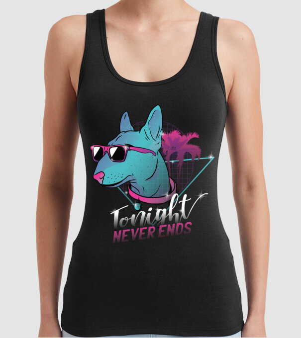 Bullterrier Neon Retro tricou amuzant model negru pe tricou