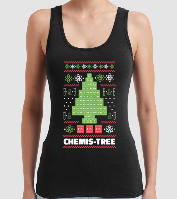Chemis-tree pom de Crăciun model negru pe tricou