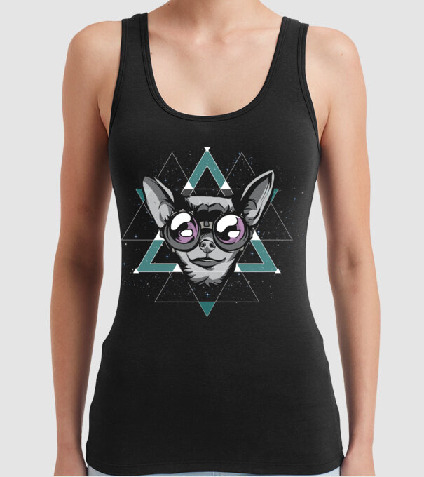 Tricou cu Câine Chihuahua model negru pe tricou