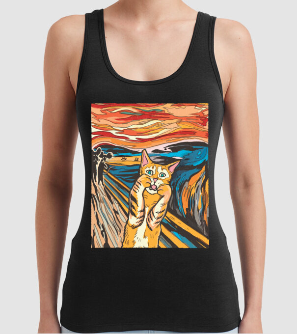 pictură Parodie Pisică model negru pe tricou
