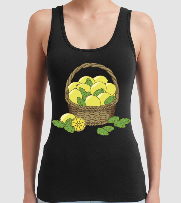 Coș de lămâi model negru pe tricou