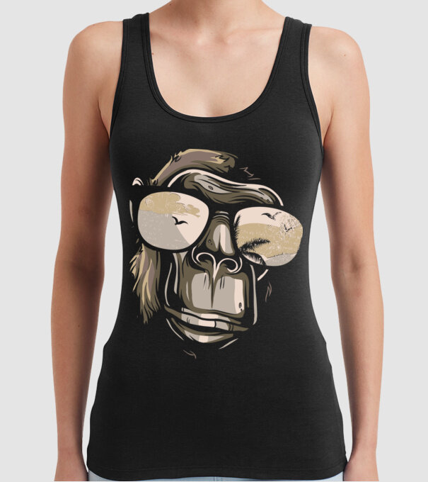 Cool Monkey model negru pe tricou