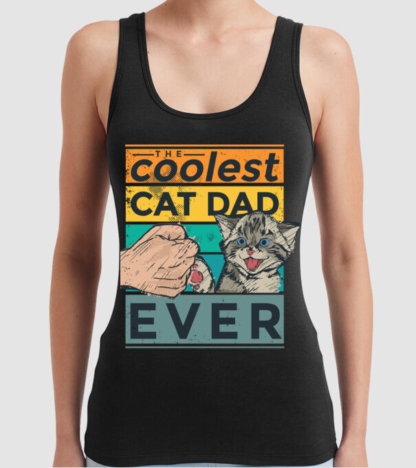 Coolest Cat Dad Ever - Cel mai tare tată cu pisică model negru pe tricou
