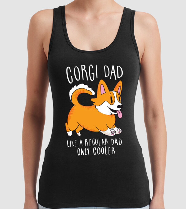 Tată de Corgi model negru pe tricou