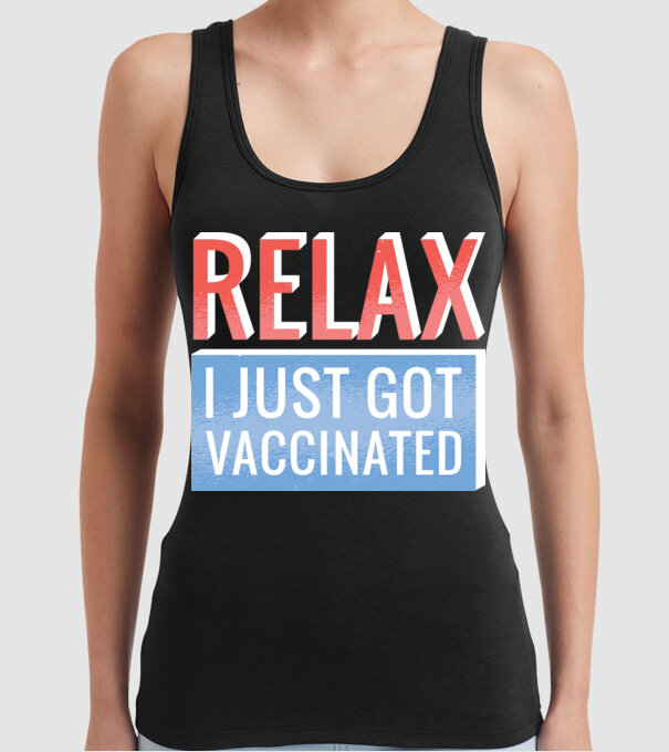 Fii calm, sunt vaccinat model negru pe tricou