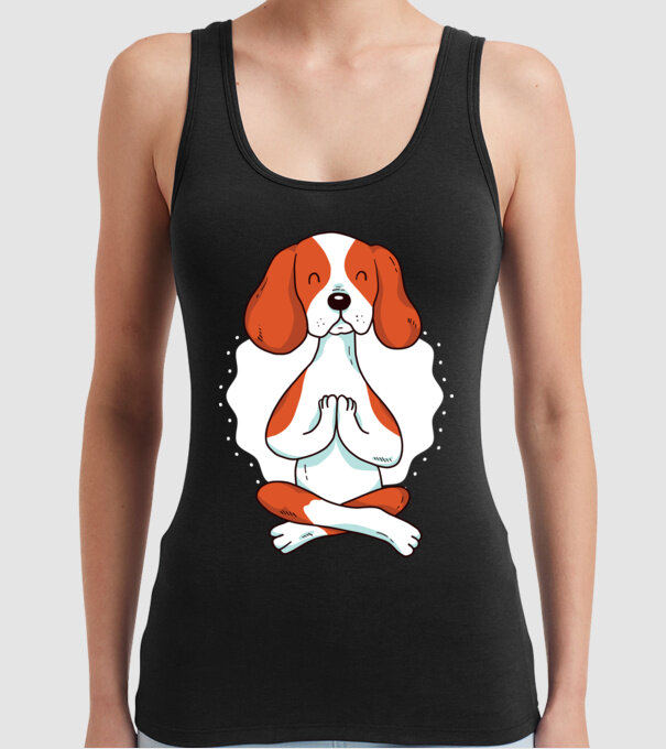 Yoga Drăguț Câine Beagle model negru pe tricou