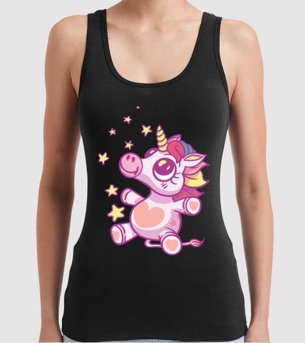 Unicorn drăguț model negru pe tricou