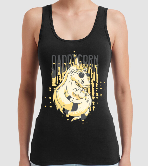 Daddycorn - Tată Unicorn model negru pe tricou