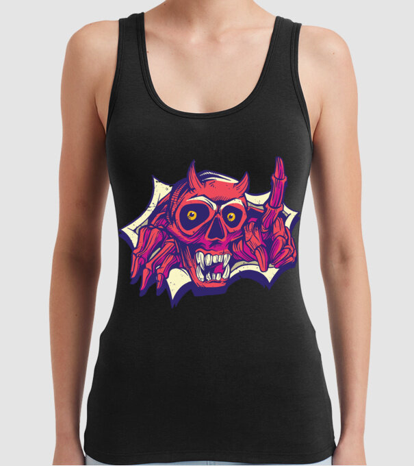 Craniu de Demon model negru pe tricou