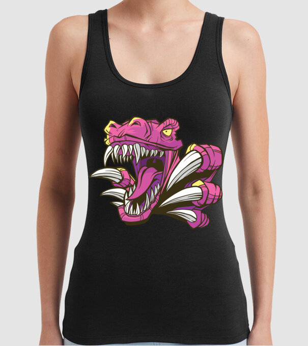 Gheare de dinozaur model negru pe tricou