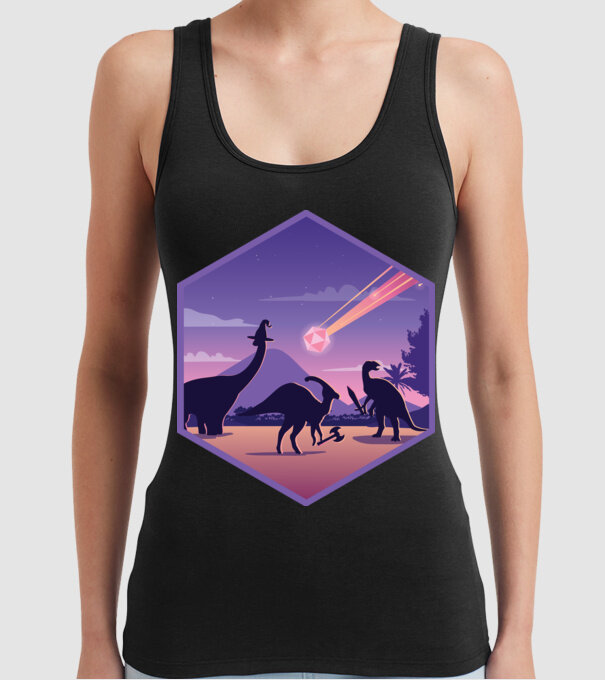 Dinozaur Meteor model negru pe tricou