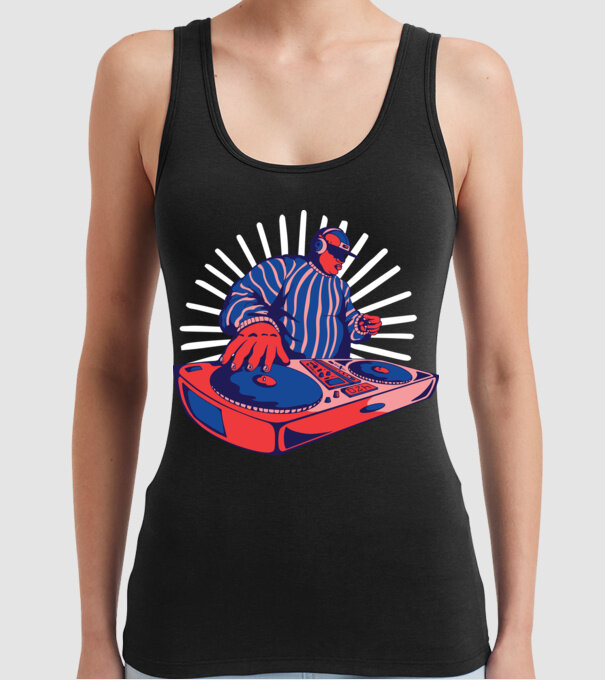 DJ disc jockey model negru pe tricou