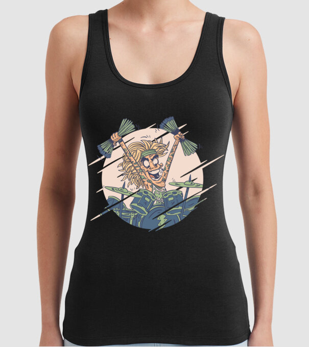 Baterist model negru pe tricou