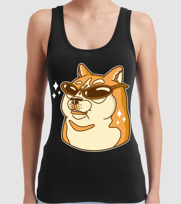 Doge Coin model negru pe tricou