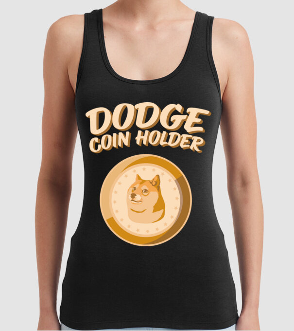 Doge Coin Holder model negru pe tricou