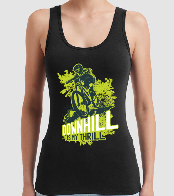 Downhill Is My Thrill tricou bicicletă model negru pe tricou