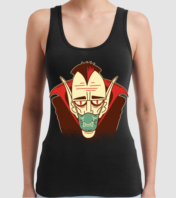 Dracula în mască model negru pe tricou