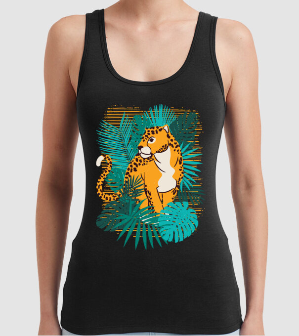 Jaguar junglă model negru pe tricou