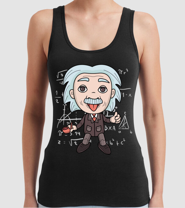 Caricatură Einstein model negru pe tricou