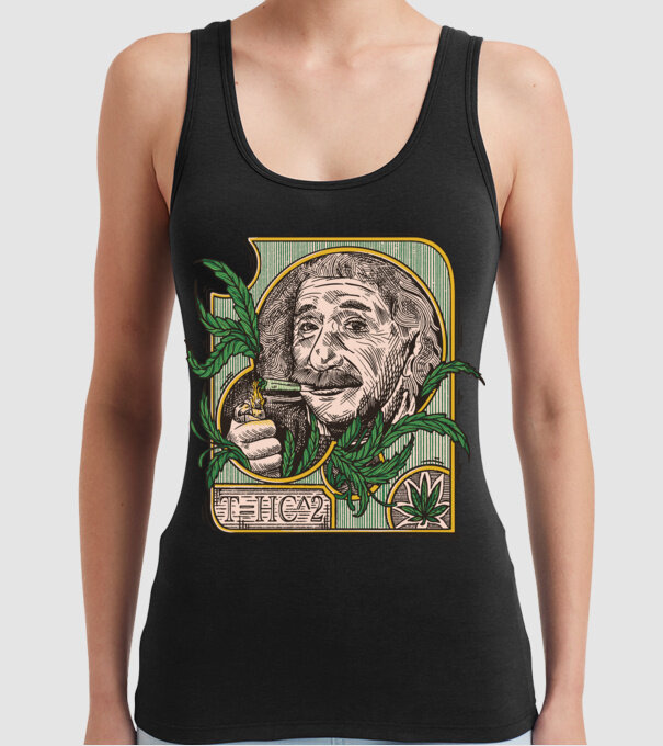 Einstein Marijuana THC model negru pe tricou