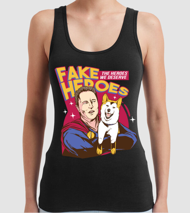 Fake Hero Elon Musk model negru pe tricou