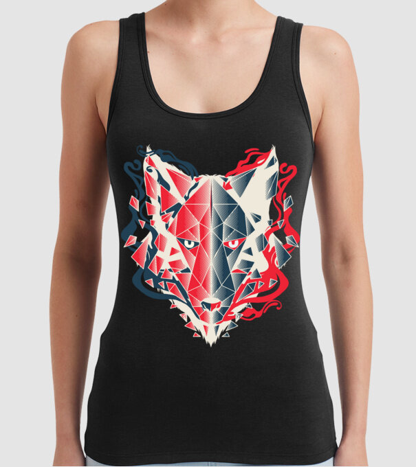 Wolf Head model negru pe tricou