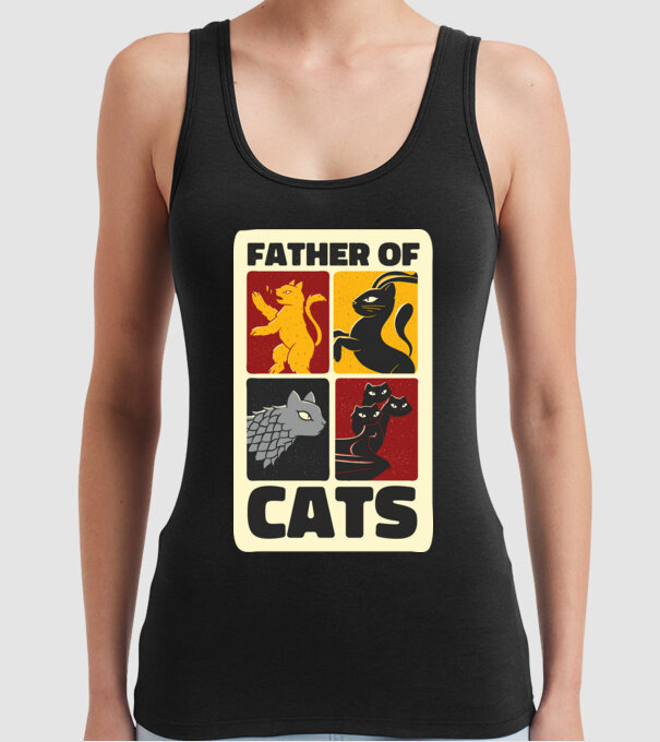 Father of Cats Game of Thrones parodie model negru pe tricou