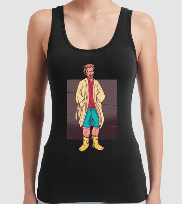 Bărbat în halat model negru pe tricou