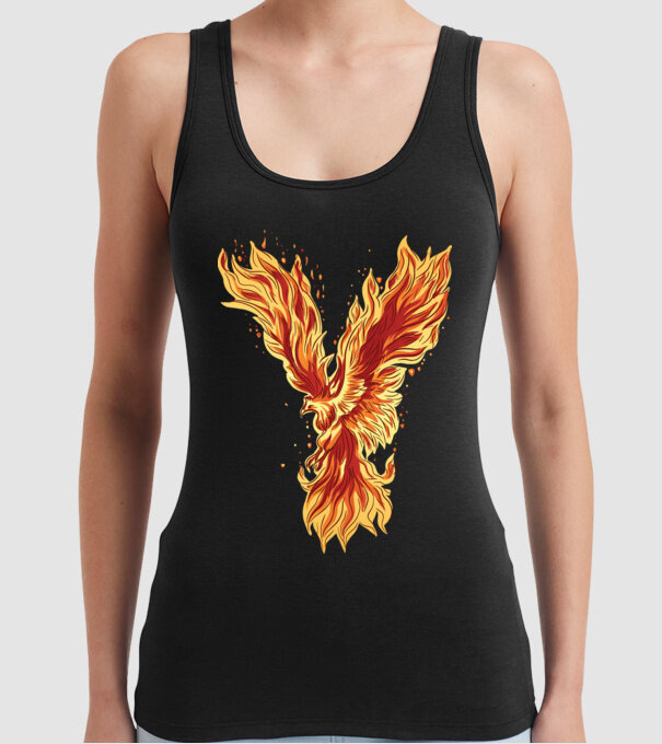 Pasărea Phoenix model negru pe tricou